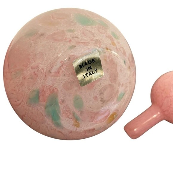 Vintage Made in Italy Pink Swirl Art Glass Decanter with Stopper Murano Style - Picture 6 of 6